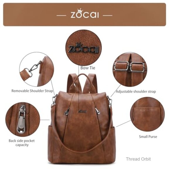 Medium Vegan Leather Anti-Theft Backpack Purse with Removable Strap main image 5